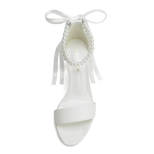 Chunky Heeled Pearl Bridal Sandals for Girls - Block Heel Marriage ceremony Sneakers