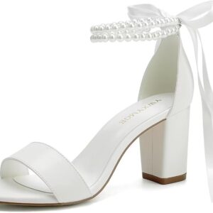 Chunky Heeled Pearl Bridal Sandals for Girls – Block Heel Marriage ceremony Sneakers