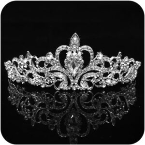 COCIDE Silver Tiara Crystal Crown with Rhinestones and Combs – Bridal Headband for Weddings, Proms, Birthdays, and Events – Elegant Hair Jewellery for Girls and Ladies