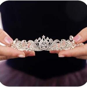 JWICOS Silver Tiara for Ladies – Princess Crown and Rhinestone Headband for Brides, Birthdays, Costume Events, and Promenade Hair Equipment