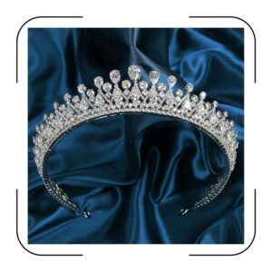 QXMYOO Classic Silver Tiara for Ladies – Cubic Zirconia Pageant Crown for Weddings, Candy 16, Birthday, Promenade, and Quinceanera – Bridal Hair Accent (Silver)