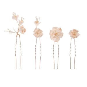 Set of 4 Bridal Hair Pins with Comfortable Ceramic Flowers – Marriage ceremony Hair Equipment for Ladies and Ladies in Gold